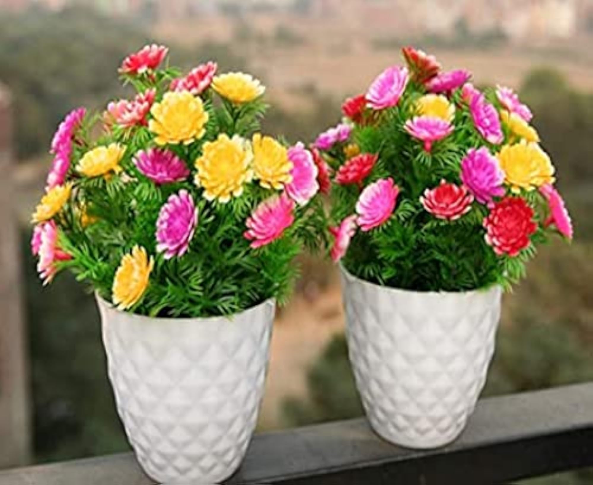 Multicolor Wild Flower Artificial Flower with Pot, Multi