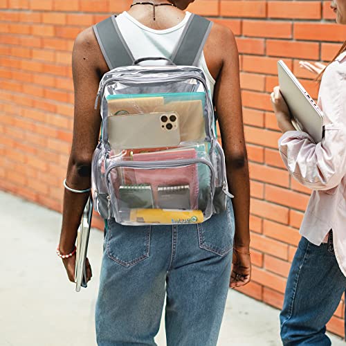 Vorspack Clear Backpack - Transparent Backpack with Reinforced Bottom & Multi-pockets for College Workplace Security - Grey by Vorspack - Image 7