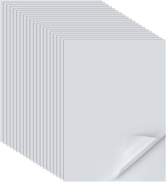 testyu 20 Pcs A4 Double Sided Adhesive Sheets, Dual Adhesive Foam Sheets White, Self Adhesive Tape DIY for Picture Framing, Cup Mat, Cards Crafts Making, Scrapbooking Crafting