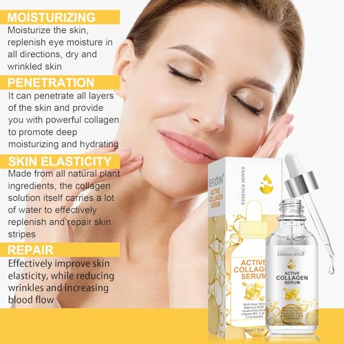 Active Collagen Serum - Natural & Organic Anti-Aging Collagen Serum for Face Improves Elasticity, Evens Skin Tone, Lifts, Firms & Smooths Skin - Collagen Facial Serum for All Skin - 1 oz - Image 5