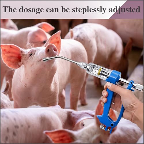 30 ML Adjustable Veterinary Metal Feeding Gun, Continuous Drench Gun Continuous Dosing Device Veterinary Medicine Dispenser Husbandry Autonomous Feeding Tool, for Pig Cow, Sheep, Horse