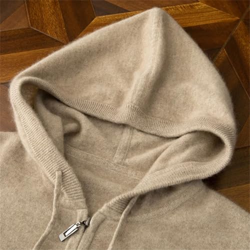 Mens Cashmere Sweater Hooded Zipper Thick Knitted Sweater Warm Casual Jumper Outerwear4