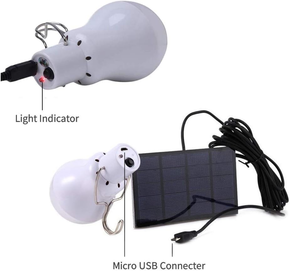 LED Bulbs Portable Solar Lights Solar Powered Chicken Coops Light with 3.5M Solar Panel for Camping Tent Fishing Hiking Chicken Coop Shed Lighting