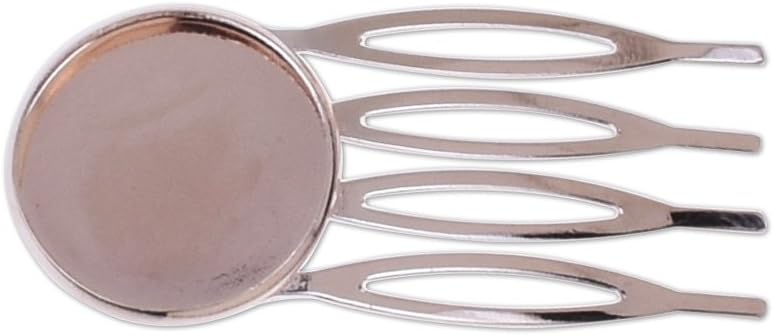 10pcs 4 Tooth Hairpin Settings 20mm Cabochons Bases Hair Clips Hairpin Base for Cabochon Cameo DIY Headwear Findings,Rose Gold