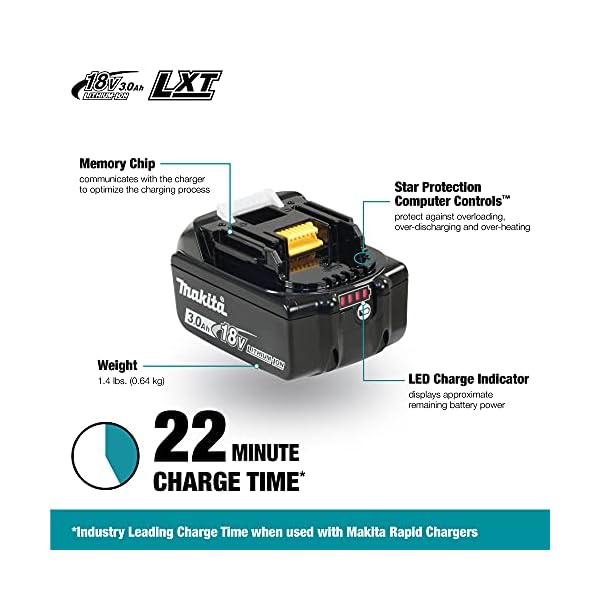 Makita 194204-5, (Lithium-Ionen-Akku 18V/3,0 Ah Akku), BL1830, Schwarz, Small – Bild 3