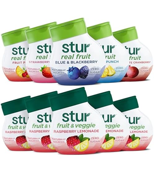 Stur Liquid Water Enhancer | Classic Variety Pack + Fruit & Veggie Bundle | Naturally Sweetened | High in Vitamin C & Antioxidants | Sugar Free | Zero Calories | Keto | Vegan | 10 Bottles, Makes 240 D