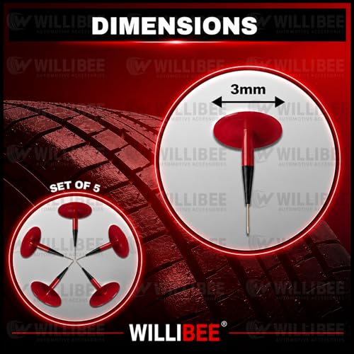 Image of WILLIBEE Mushroom Puncture Kit for Tubeless Tyre | Mushroom Puncher Kit for Bike & Car | Tire Puncher Repair Patches (3 MM, 5 Pcs)