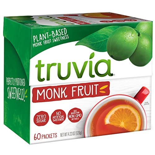 Truvia Calorie-Free Sweetener from the Monk Fruit Packets, 60 Count Monkfruit Box (Pack of 1)