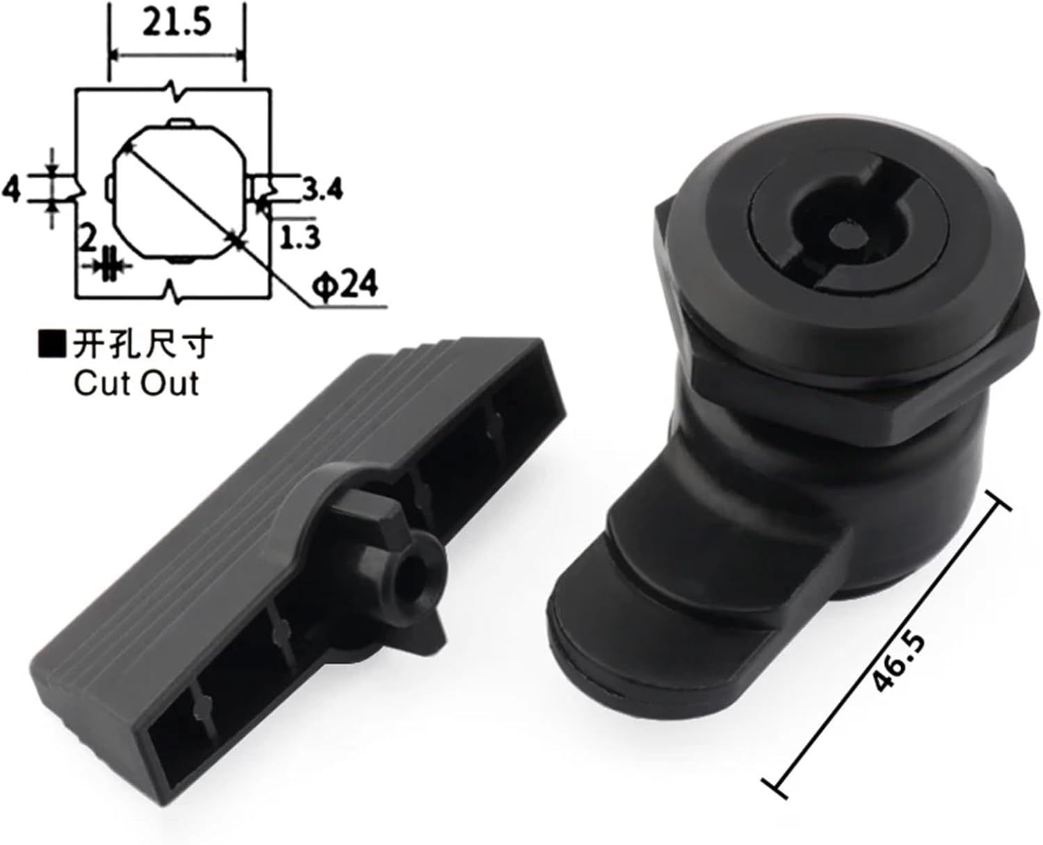 Lock AB Black Plastic Round Lock Foundation Box Plastic Tongue Lock Meter Box Iron Envelope Box Small Lock 1Pcs(Gold 4pcs)