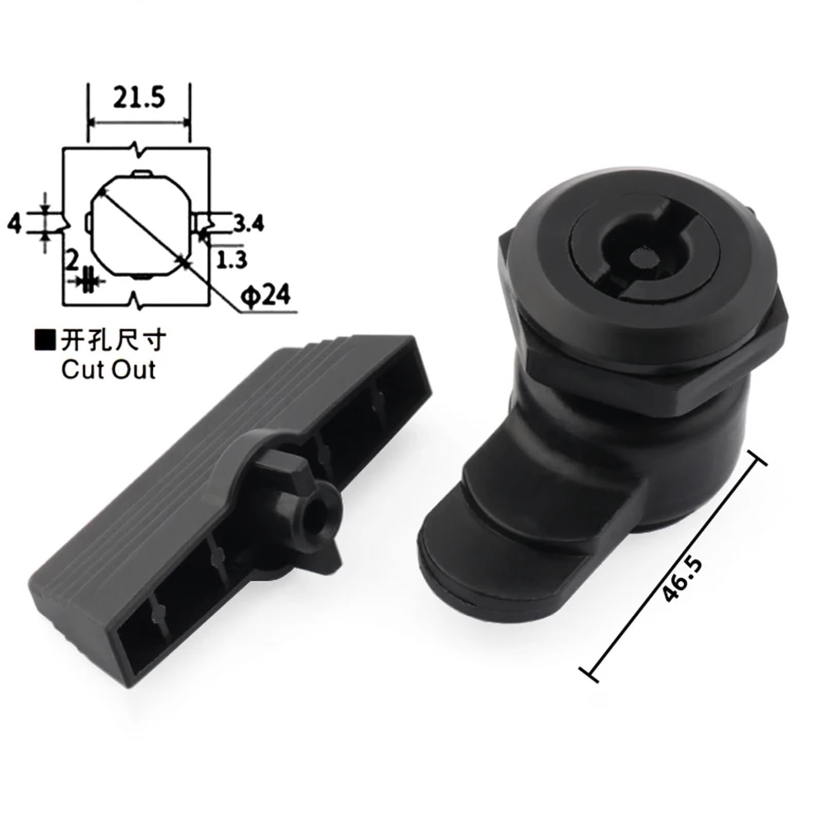 Foundation Lock AB Black Plastic Round Lock Foundation Box Plastic Tongue Lock Meter Box Iron Envelope Box Small Lock 1Pcs