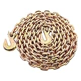 TBAPFS 1/2 Inch x 20 Feet Transport Binder Chain G80 Safey Tow Chain with Grab Hooks 12000 Lbs Safe Work Load for Transporting Towing Tie Down Binding Equipment