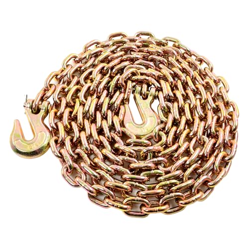 TBAPFS 1/2 Inch x 20 Feet Transport Binder Chain G80 Safey Tow Chain with Grab Hooks 12000 Lbs Safe Work Load for Transporting Towing Tie Down Binding Equipment