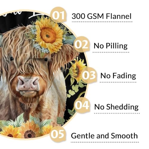 Highland Cow Blanket Gifts - 30x40 Inches Cute Throw Blanket for Girls - Black Soft Fuzzy Blankets for Couch & Office