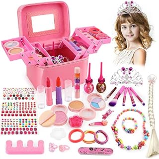 balnore Kids Makeup Sets for Girls, 34PCS Real Washable Cosmetic Beauty Set for Kids Makeup Toy Set with Cosmetic Box