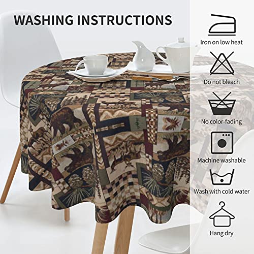 Ewmar Rustic Lodge Bear Round Table Cloth Can Be Washed Polyester Round Table Cloth, Which Is Very Suitable For Buffet Tables, Parties And Picnics - 60 In #TOP5
