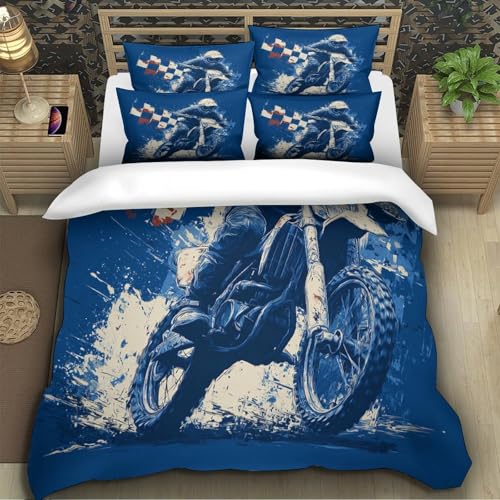 Parure de lit motocross 200x200 cm en microfibre pour ado