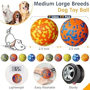 10 Pack Dog Balls for Aggressive Chewers 2.5″ Interactive Dog Tennis Ball Sturdy Teething Chew Toys Floating Bouncy Balls for Dogs for Large Medium Small Dog and Puppies
