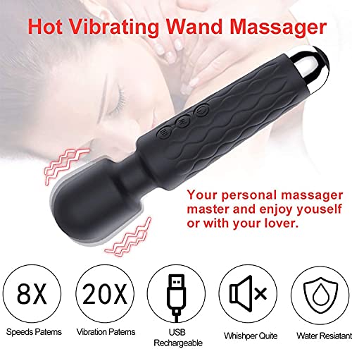 Image of Handheld Body Massager Machine,Full Body Massager,l Massager for Woman for Pain Relief. [20 pattern x 8 speeds] Flexible Neck (Black)