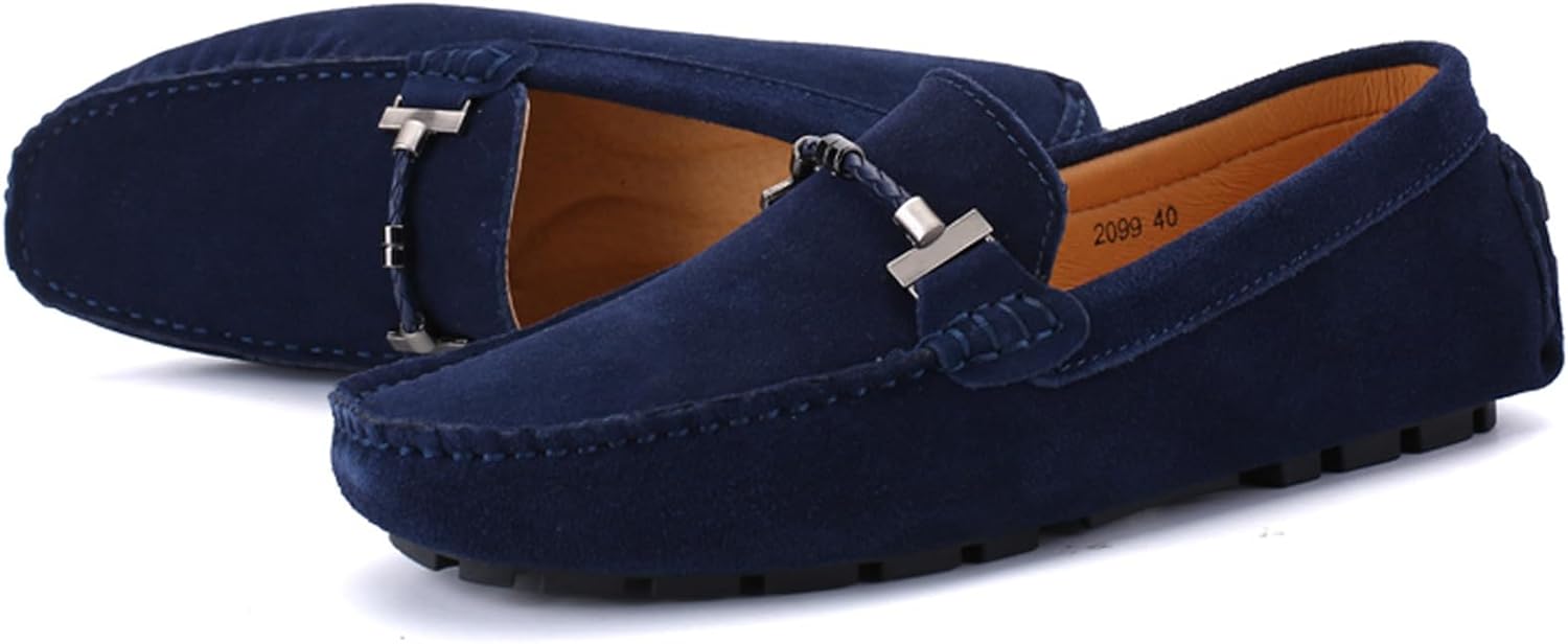PPXID Men's Suede Leather Dress Loafers Slip On Casual Shoes Lightweight Soft Penny Loafers Driving Shoes Classic Moccasins