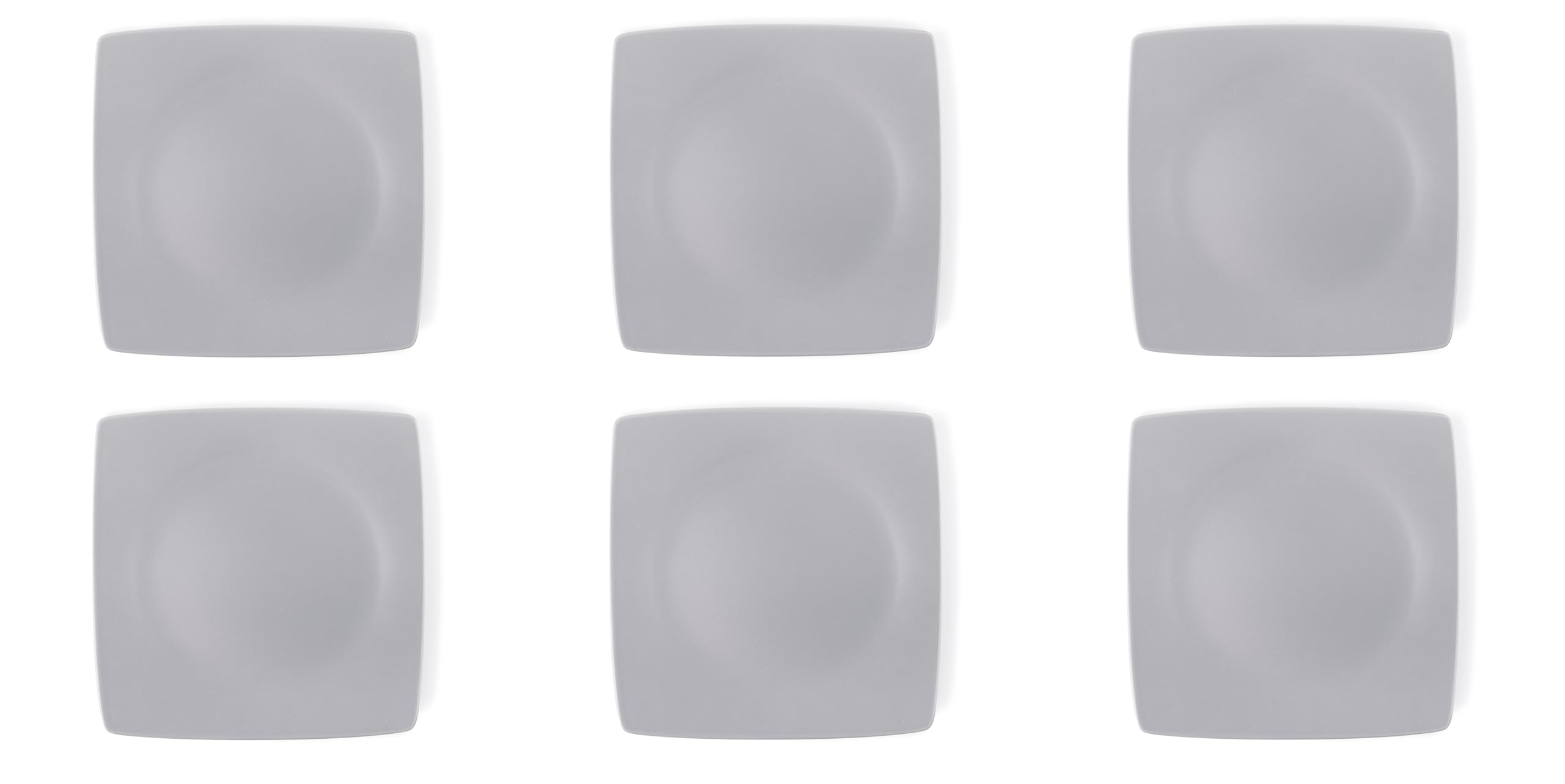 Excelsa Eclipse - Juego de 6 platos llanos cuadrados, de cerámica, gris mate