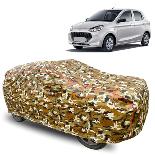 Image of GROOFOO Car Cover Compatible with Maruti Suzuki Alto K10 | Camouflage, Waterproof, Dustproof, UV Protection | Military Jungle Design | Custom Fit, Triple Stitched | All Weather Body Cover
