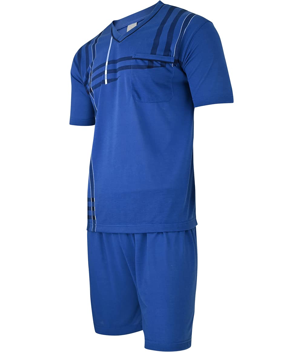Soltice Men's Two-Piece Pyjamas with Chest Pocket, Short Pyjamas Set, Striped Sleepwear Made of 100% Cotton (M to 5XL)