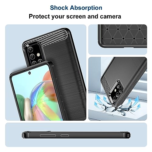 Qiinogow Case Compatible with Samsung Galaxy A71 4G, Slim Fit Phone Cover with Shock-Absorption, Carbon Fiber TPU Rubber Protective Case, Black - Image 4
