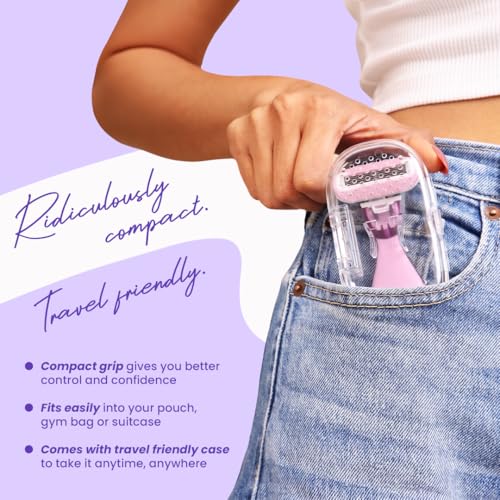 Image of Hyuman On the Go Body Razor Combo + 2 Cartridge Blades /Refill, Aloe Vera + Vit E Lubricated Catridge, Easy hair Removal | Women