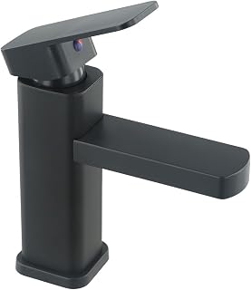 Grifo mezclador de lavabo de baño en cascada con palanca única, grifo cuadrado cromado, diseño montado en encimera, mezclador de agua caliente y fría con cuerpo de acero inoxidable y acabado