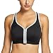 SYROKAN Women's High Impact Front Zip Non Padded Wireless Supportive Sports Bra Black & White 36C
