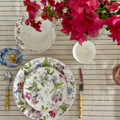 Image of GOLDEN QUEEN'S 18 Piece Dinner Set - Serving 6 | Perfect for Hosting and Daily Meals | Microwave Safe | Includes 6 Dinner Plates, 6 Small Bowls & 6 Side Plates (Garden Splendor)