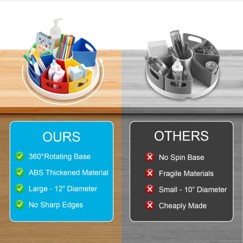 Joinjoy Rotating Desk Organizer For Kids - Homeschool Organizers And Storage - Kids Art Supply Storage With Sturdy Spin Base And 9 Removable Containers – Colorful Design – Easy To Use (Multicolored) #TOP5