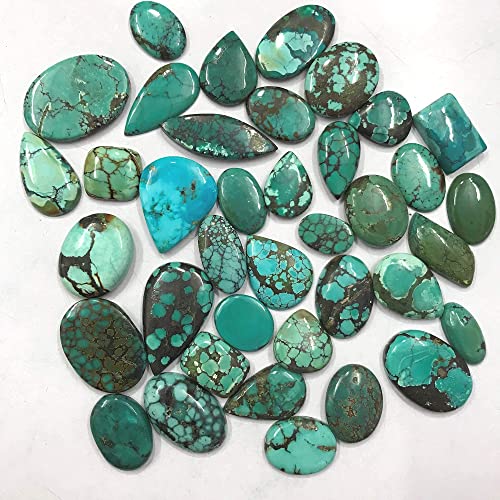 50 Carats Mix Natural Tibetan Turquoise Gemstones, Wholesale Cabochons, Jewelry Making Loose Stone Supply, Diy, Healing Crystals And Stones, Zodiac Birthstone, Good Fortune Stone, 3 To 4Pcs #TOP1