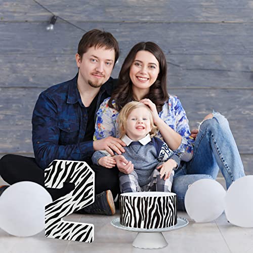 Zebra Birthday Decorations Two Years Old Wood Table Centerpiece For Boys Girls Number 2 Photo Props Safari Animal Theme Party Supplies Zebra Print Freestanding Wooden Sign Baby Shower Decor #TOP5