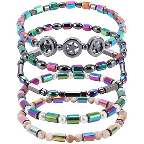 Vicmag 5pcs Hematite Anklet for Women, Magnetic Hematite Anklet Magnetic Bracelet for Women Men Girls (ABCDE) Cover