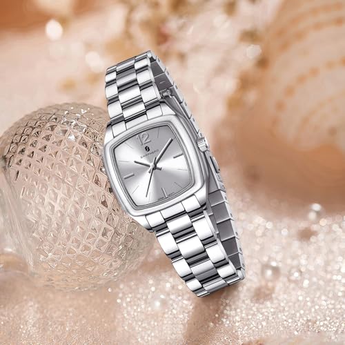Image of Sapphero Ladies Watch Easy to Read Wristwatch, Women's Quartz Watch with Stainless Steel Strap, 5 ATM Waterproof, Classic Elegance Women Business Waterproof Watch