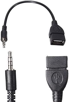 AUX Audio Jack Plug to USB 2.0 Female Converter Cable, Only Converter Cable Car AUX Port Car Accessories AUX to USB 3.5mm Male Black