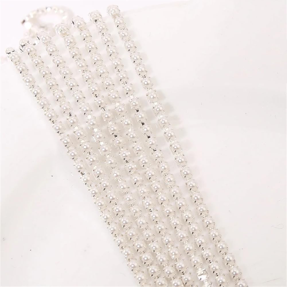 Bordures de strass de 1,8 m chaîne argentée blanche 2mm pour décoration couture