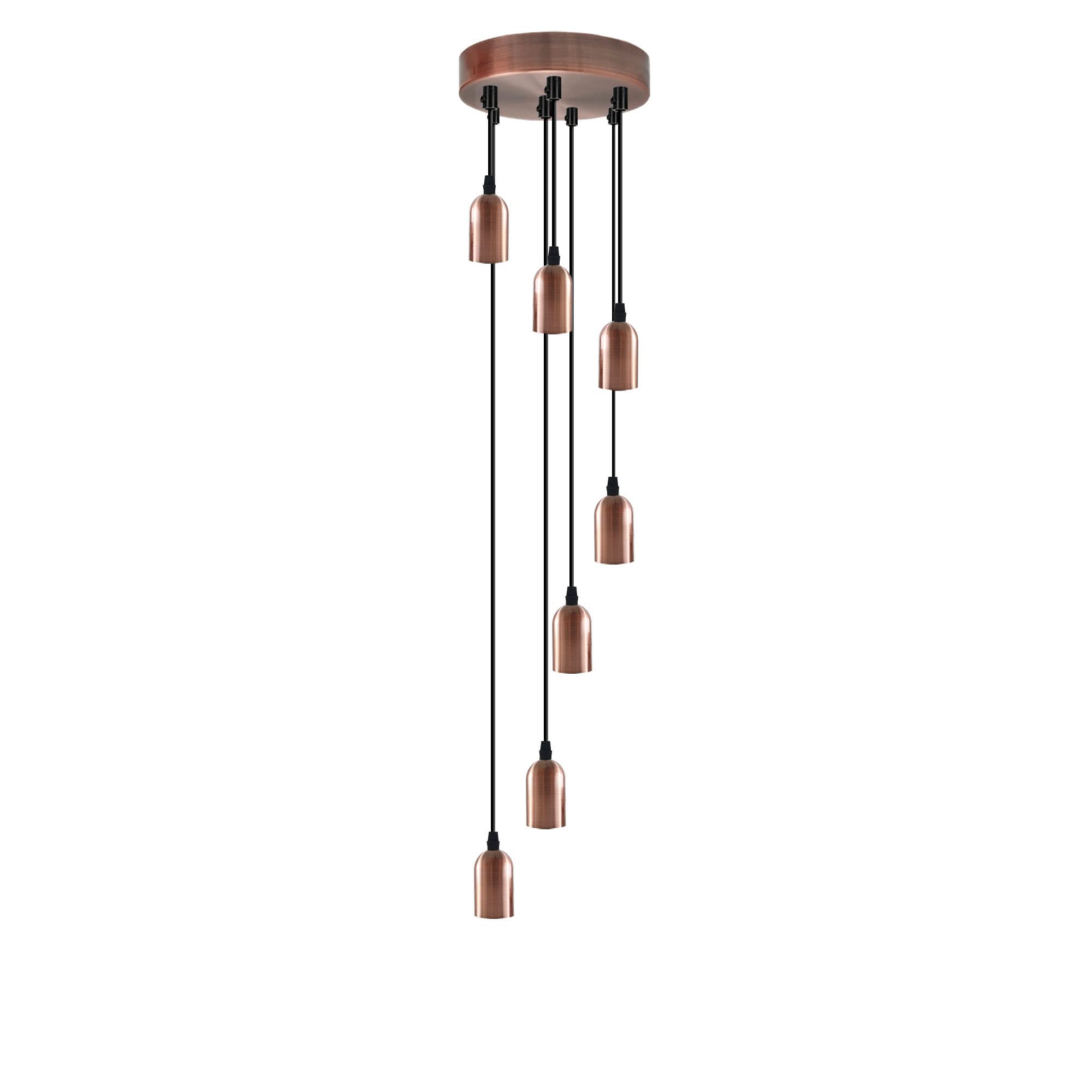 DC VOLTAGE Modern Vintage 7 Head Light Cluster Cascade Ceiling Pendant E27 Drop Light Height Adjustable Hanging Lamp Fixture for Kitchen Restaurant etc.