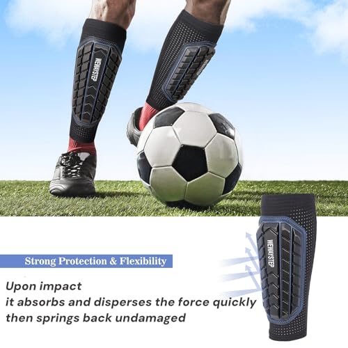 Shin Guards Soccer Kids Youth, Adult Shin Guards with Honeycomb Padding，Breathable & Anti-Slip Calf Compression Sleeves (Red, Small) - Thumbnail 5