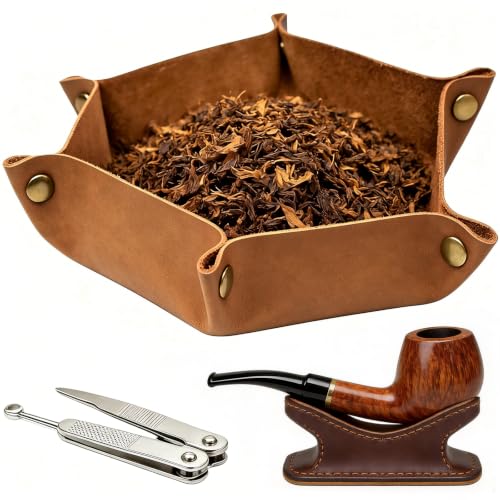 Image of boshiho Valet Tray for Men, Leather Jewelry Catchall Key Phone Coin Box Change Caddy Bedside Storage Box (Tan)