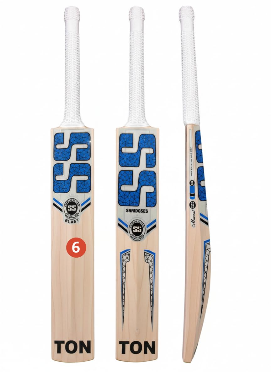 Cricket Bat, Professional Grade Willow, Red and Black Design, Size 06 (Blue bat)-image-21