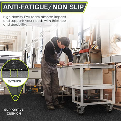 Prosourcefit Rubber Top Exercise Puzzle Mat ½-Inch, 48 Sqft, 12 Tiles, Eva Foam Interlocking Tiles For Home Gym Protective Flooring For Equipment And Workouts, Grey #TOP2