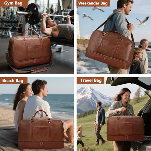 4-PCS Leather Duffle Bag Travel Set
