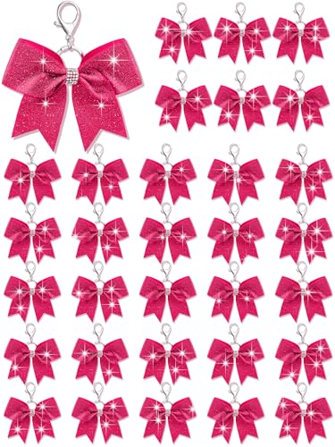 Image of Tondiamo Cheer Bow Keychain Cheer Keychain with Rhinestones Cheerleader Keyrings for Team Gift Cheerleading Sports Accessory