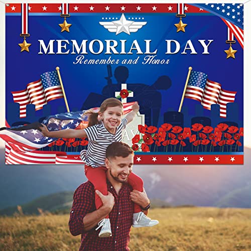 Veterans Day Decorations - Memorial Day Background Banner Red and Blue Veterans Day Photography Background Sign for Remember and Honor Decorations,Memorial Day Decor by HAKOTI - Image 6