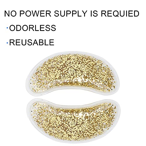 Eye Gel Ice Pack, Reusable Eye Gel Ice Pack Cooling Warming Eye Patch for Dark Circle Eye Covers Puffiness Cold Eye Masks Girl Women (Gold) - Image 3