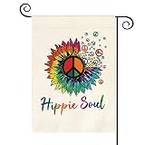 AVOIN colorlife Hippie Soul Spirit Rainbow Sunflower Garden Flag Vertical Double Sided Love And Peac