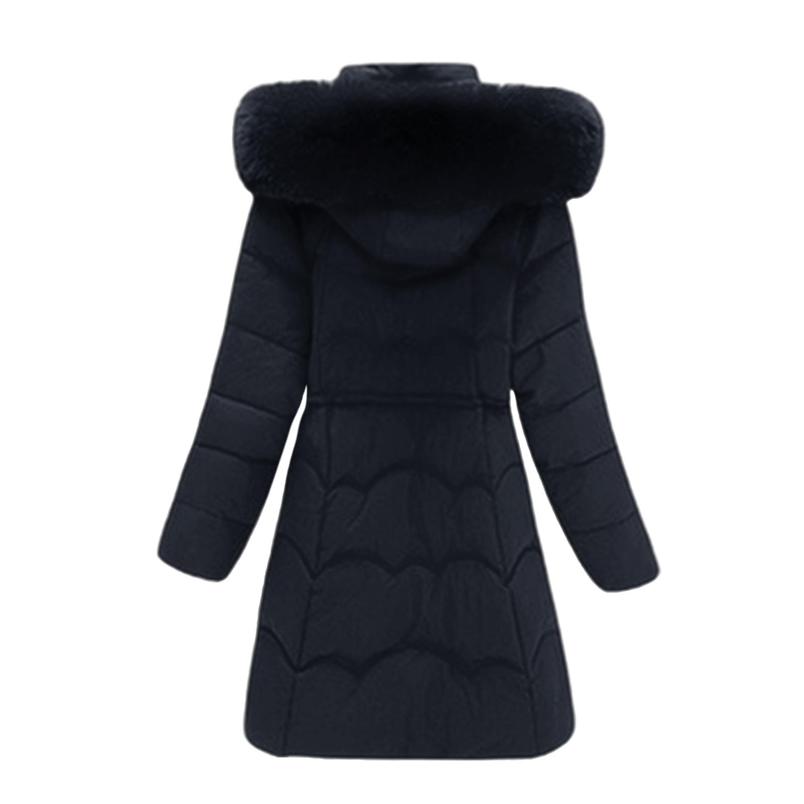 Generico Giacca Donna Imbottita, Giubbotto Invernale Donna Oversize,Cappotto Lungo Trapuntato con Cappuccio Finto Staccabile Giacca Invernale Alternativa Calda E Spessa in Piumino per Il Freddo
