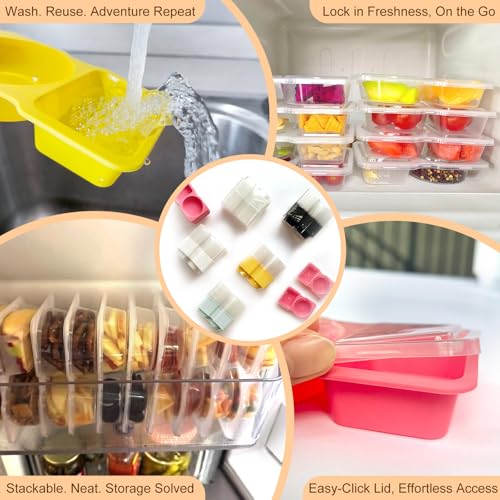 20 Sets Reusable Snack Containers with Lids - Portion Control